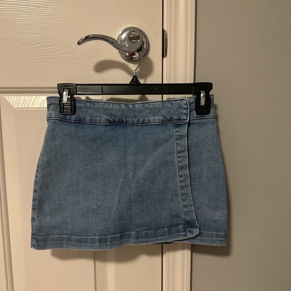 Garage Blue Wrap Mini Skirt Casual